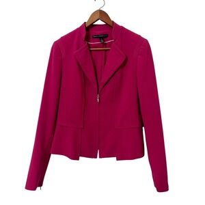 White House Black Market Zip Front‎ Collarless Jacket Blazer Pink Size 8